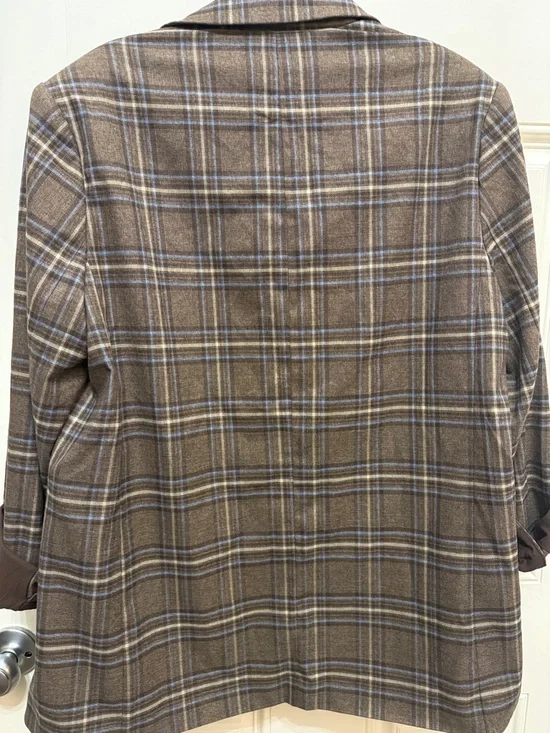 Lovers + Friends Plaid Brown Oversized Blazer Jacket - Women's size small - Picture 7 of 16